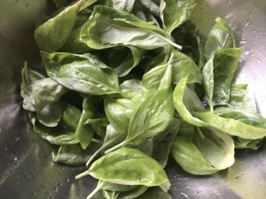バジルでソース作り
